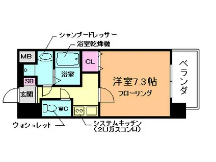 カスタリア新梅田(1K/10階)の間取り写真