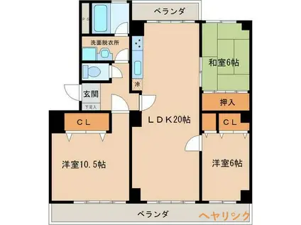 パークウエスト貴船(3LDK/2階)の間取り写真