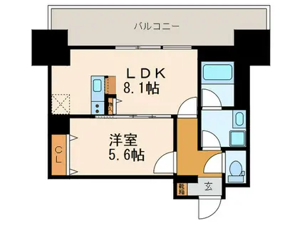 プレミアムコート葵(1LDK/13階)の間取り写真