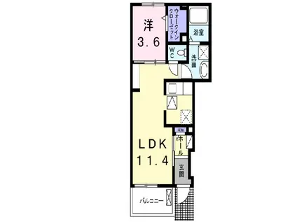リバーフロント山手II(1LDK/1階)の間取り写真