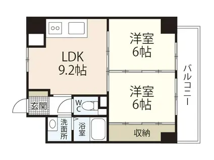 フレア21三滝(2LDK/10階)の間取り写真