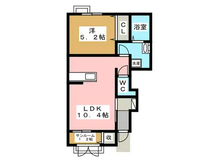 ボイジャー(1LDK/1階)の間取り写真