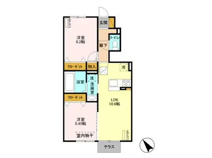 プルミエールC(2LDK/1階)の間取り写真