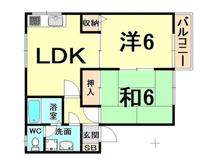 カルムモンルポ(2LDK/2階)の間取り写真