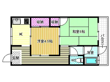 ジェリーはうす(2K/2階)の間取り写真