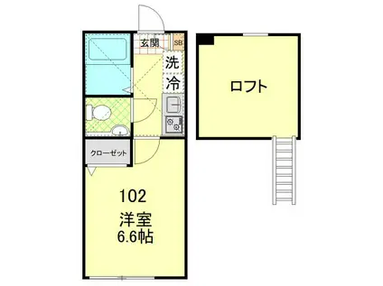 シャンブル日吉(1K/1階)の間取り写真