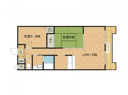 グリーンゲイブルズ(2LDK/1階)の間取り写真