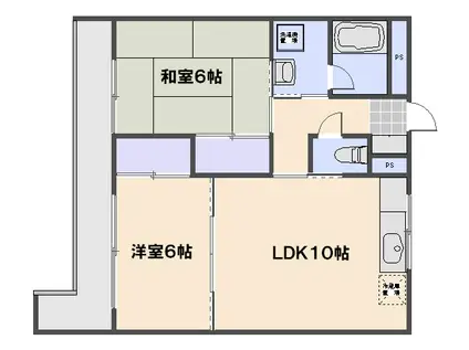 サンピア21 ナカムラ(2LDK/2階)の間取り写真