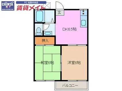 グリーンハイツ(2DK/2階)の間取り写真