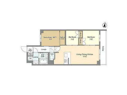 アジールコート練馬中村橋(2SLDK/3階)の間取り写真