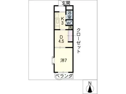 グランシャリオ(1DK/1階)の間取り写真