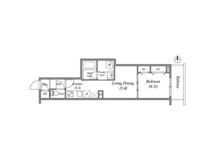 プライムガーデン若木(1LDK/1階)の間取り写真