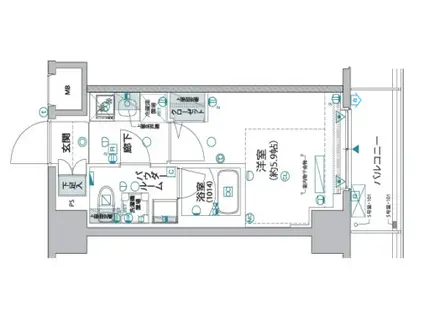 ヴァローレ松戸フィーロ(1K/8階)の間取り写真