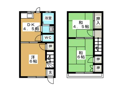 コーポ八幡 北棟(3DK/1階)の間取り写真