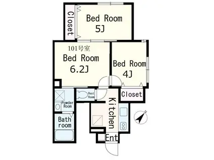 セブンパレス(3K/1階)の間取り写真