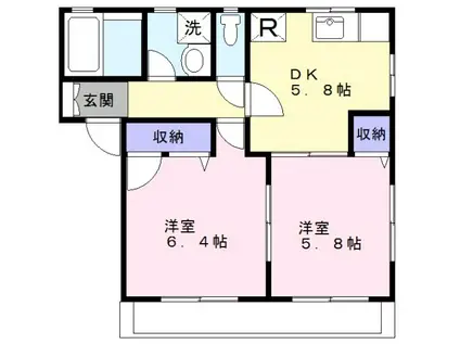 シティハイムシマムラB(2DK/2階)の間取り写真