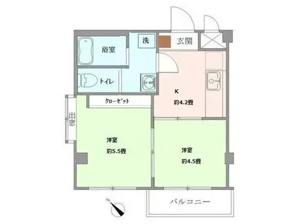 グレースハイム(2K/2階)の間取り写真