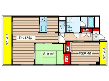 ディアコート村瀬(2LDK/4階)の間取り写真