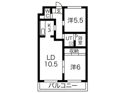 リリーハイム(2LDK/1階)の間取り写真