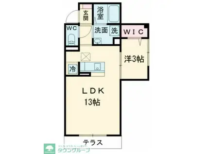ソレイユ調布(1LDK/2階)の間取り写真