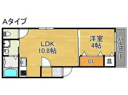 ベストワン清水丘(1LDK/2階)の間取り写真