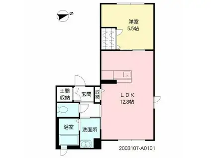 SHAMAISON BIANCO(1LDK/1階)の間取り写真