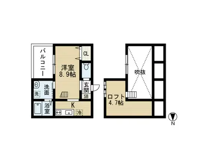 MILESTONE(1K/2階)の間取り写真