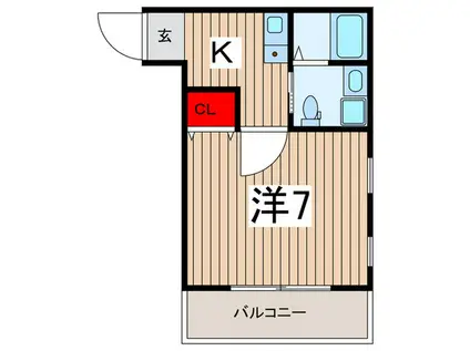 ランコントル(1K/1階)の間取り写真