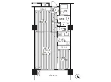 グランピラー高井戸(2LDK/10階)の間取り写真