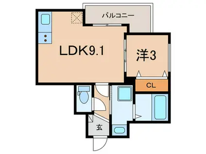 ティーテラス(1LDK/2階)の間取り写真