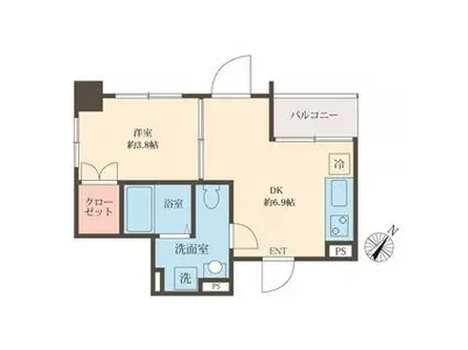 スフィア日本橋富沢町(1DK/3階)の間取り写真