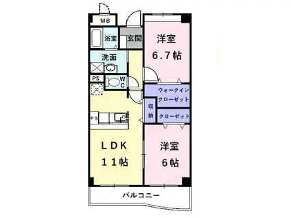 ラフォーレ(2LDK/2階)の間取り写真