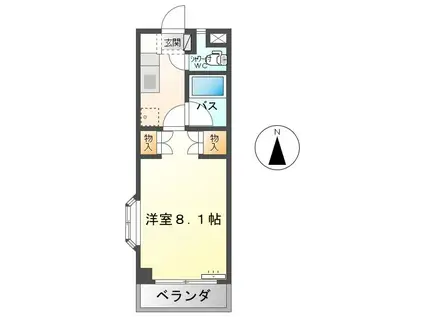 さくら小径(1K/4階)の間取り写真