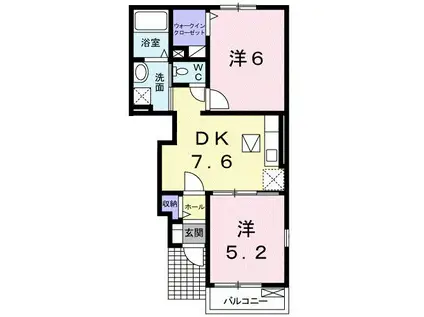 スタートヒル(2DK/1階)の間取り写真