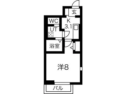 パークヒル(1K/1階)の間取り写真