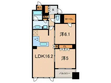 ジオ西宮北口・ザ・ソフィア(2LDK/3階)の間取り写真