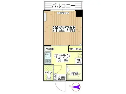 第3ハルタビル(1K/8階)の間取り写真