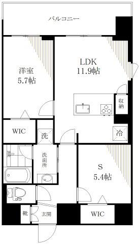 東京マンション(1SLDK/4階)の間取り写真