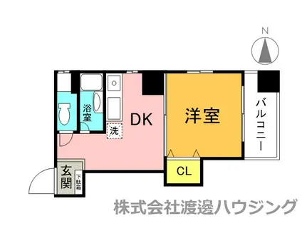 ウエストサイド江坂(1DK/7階)の間取り写真