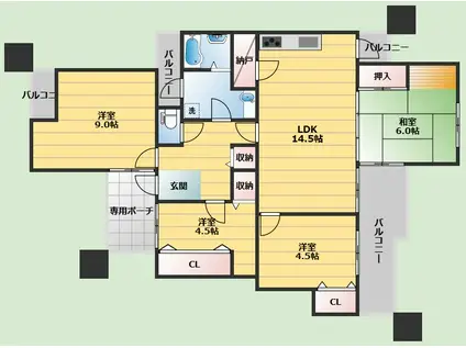 プレステージ新千里西町2号棟(4LDK/4階)の間取り写真