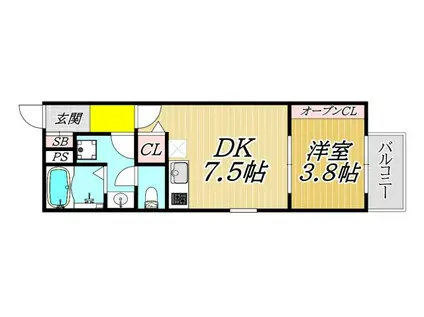 リブレメゾン立花町I(1DK/2階)の間取り写真