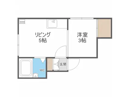 ロイヤルコート平岸(1DK/2階)の間取り写真