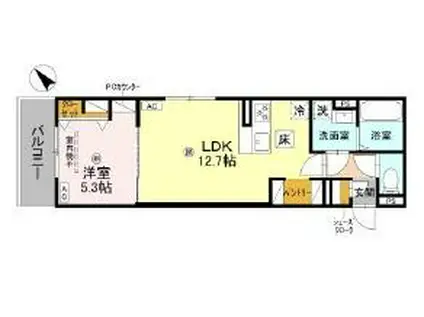 D-ROOM平井A棟(1LDK/2階)の間取り写真