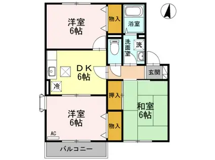 サイプレスタウン(3DK/2階)の間取り写真