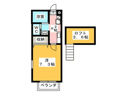 小田急小田原線 東海大学前駅 徒歩11分 2階建 築19年(1K/2階)の間取り写真