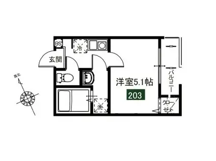 メルディア東大宮III(1K/2階)の間取り写真