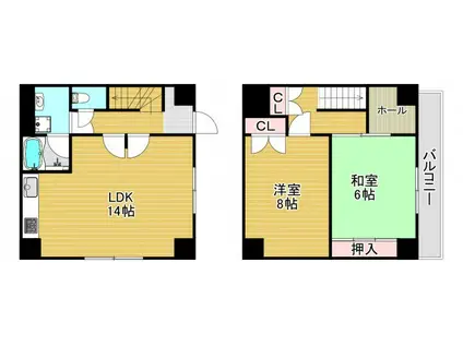 エクセルウィーン塚本(2LDK/1階)の間取り写真