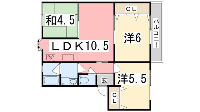 メイプルコート玉手(3LDK/2階)の間取り写真