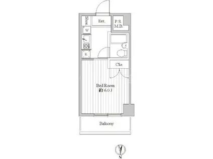 スペーシア池上(1K/5階)の間取り写真