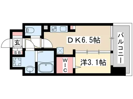 プレサンス東淀川駅前プローシェ(1DK/8階)の間取り写真